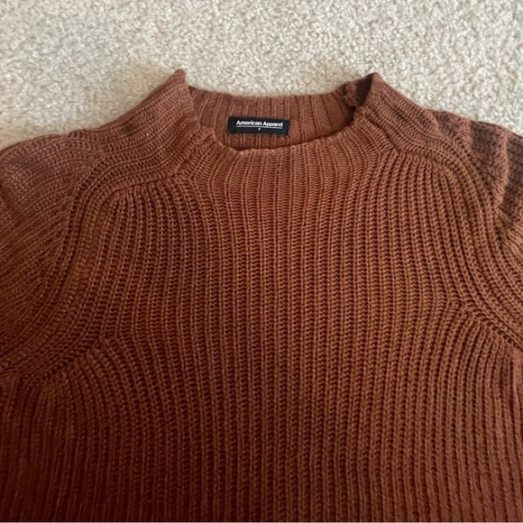 American Apparel Aslan Sweater Size Small Long Sleeve Crop Brown Light Sweater‎ - Picture 4 of 10